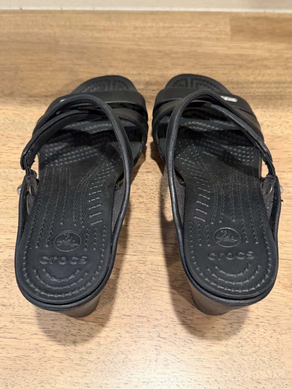 Crocs Black Strappy High Heel Sandals Mules Size 8 - Picture 4 of 6